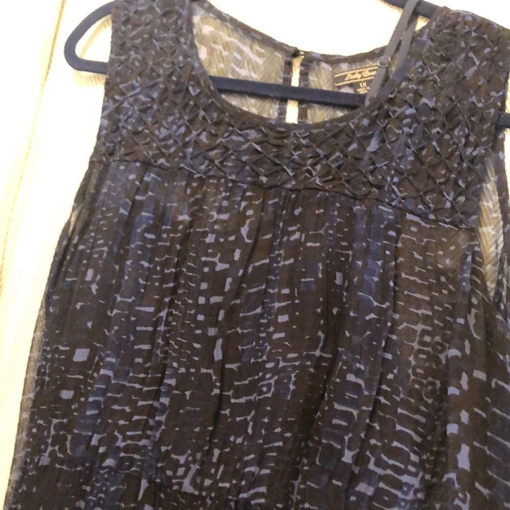 Lucky Brand Flowy Dress Sz 1X 2 layers w/slip Navy Blue Lightweight PTP 22 1/2” - Picture 6 of 16